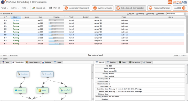 ProActive Workflow Scheduler Screenshot