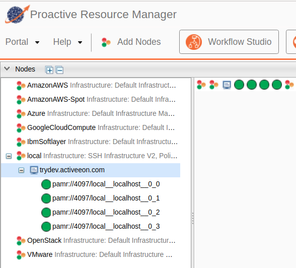 screenshot of ProActive resource manager